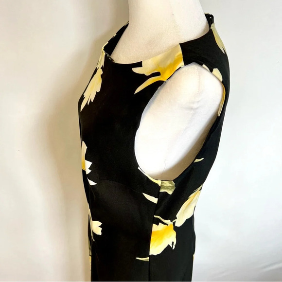 Alyx Black Yellow Floral Sleeveless Fitted Midi Spring Dress Women’s Size 10 - Picture 7 of 15